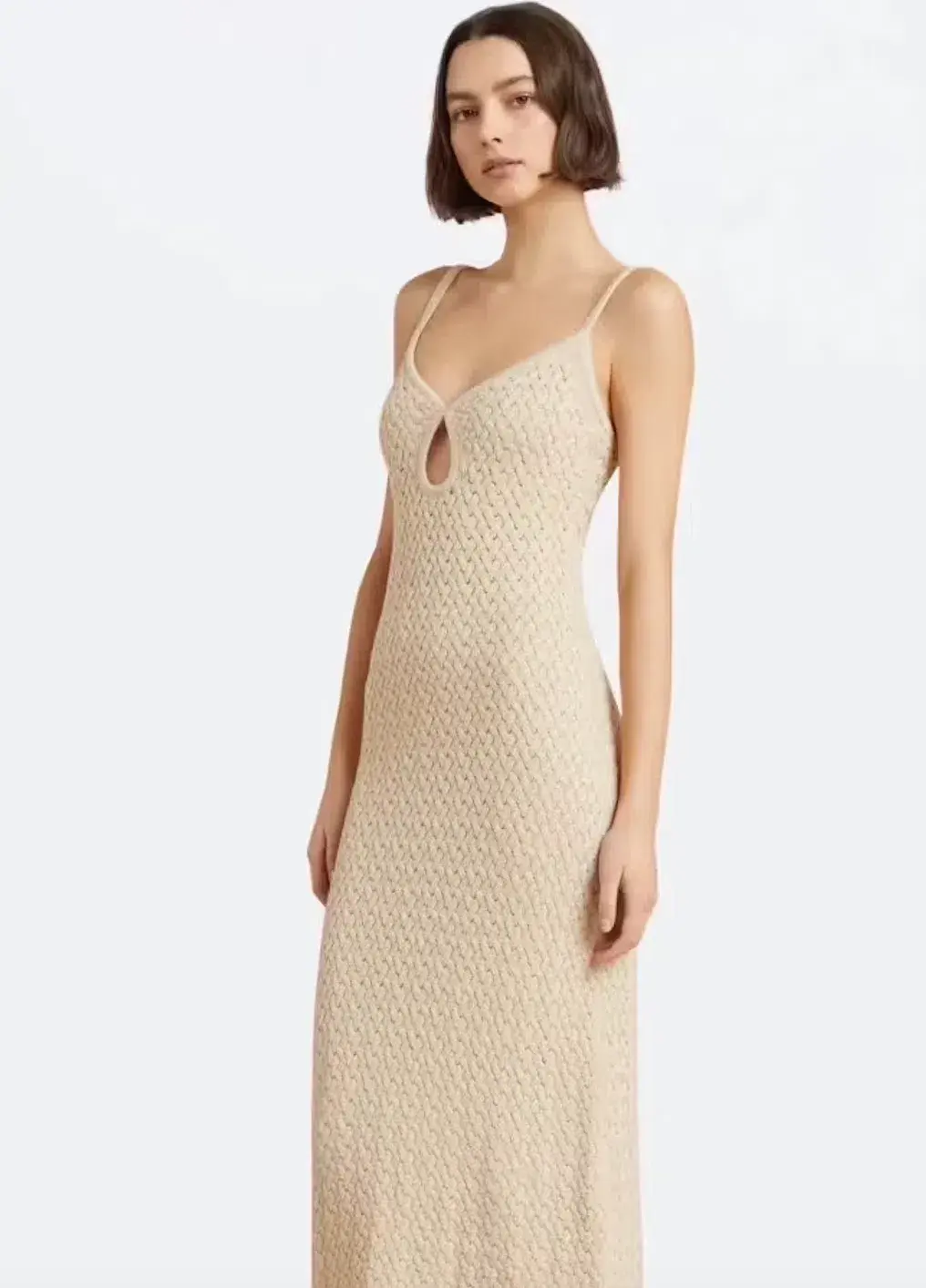 BEC & BRIDGE Effie Knit Key Maxi Dress in Shell Size Large for rent on The Volte - main image
