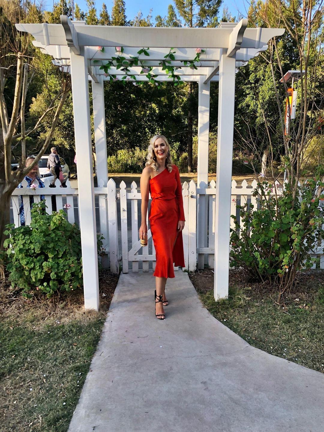 Bec & Bridge Classic One Shoulder 'Fire Red' Dress Size 6 for rent on The Volte - main image