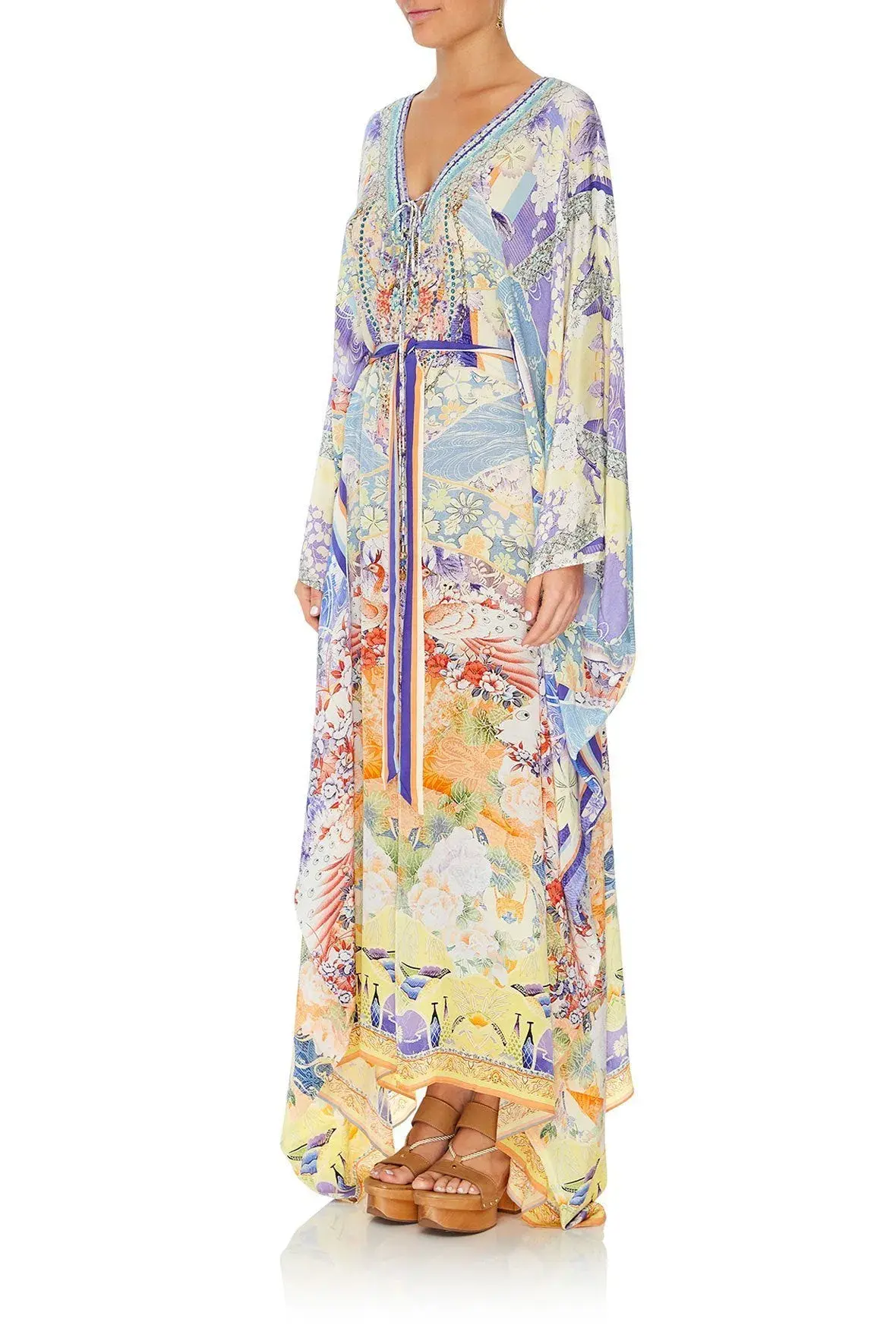 Girl In The Kimono Split Hem Lace Up Kaftan - Image 5