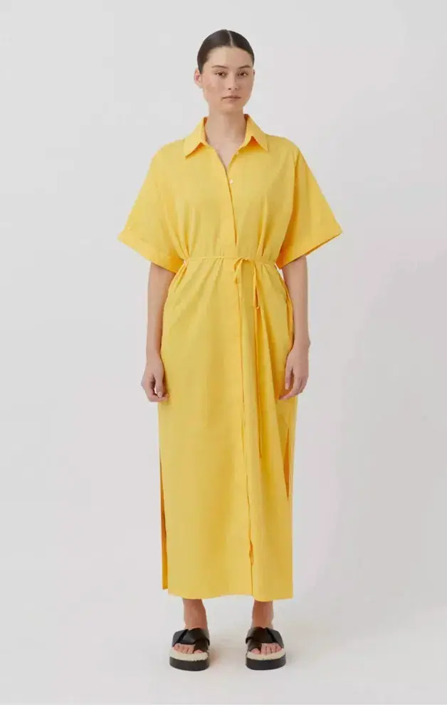 Wally Shirt Midi Dress Honey Yellow Gold - Image 3