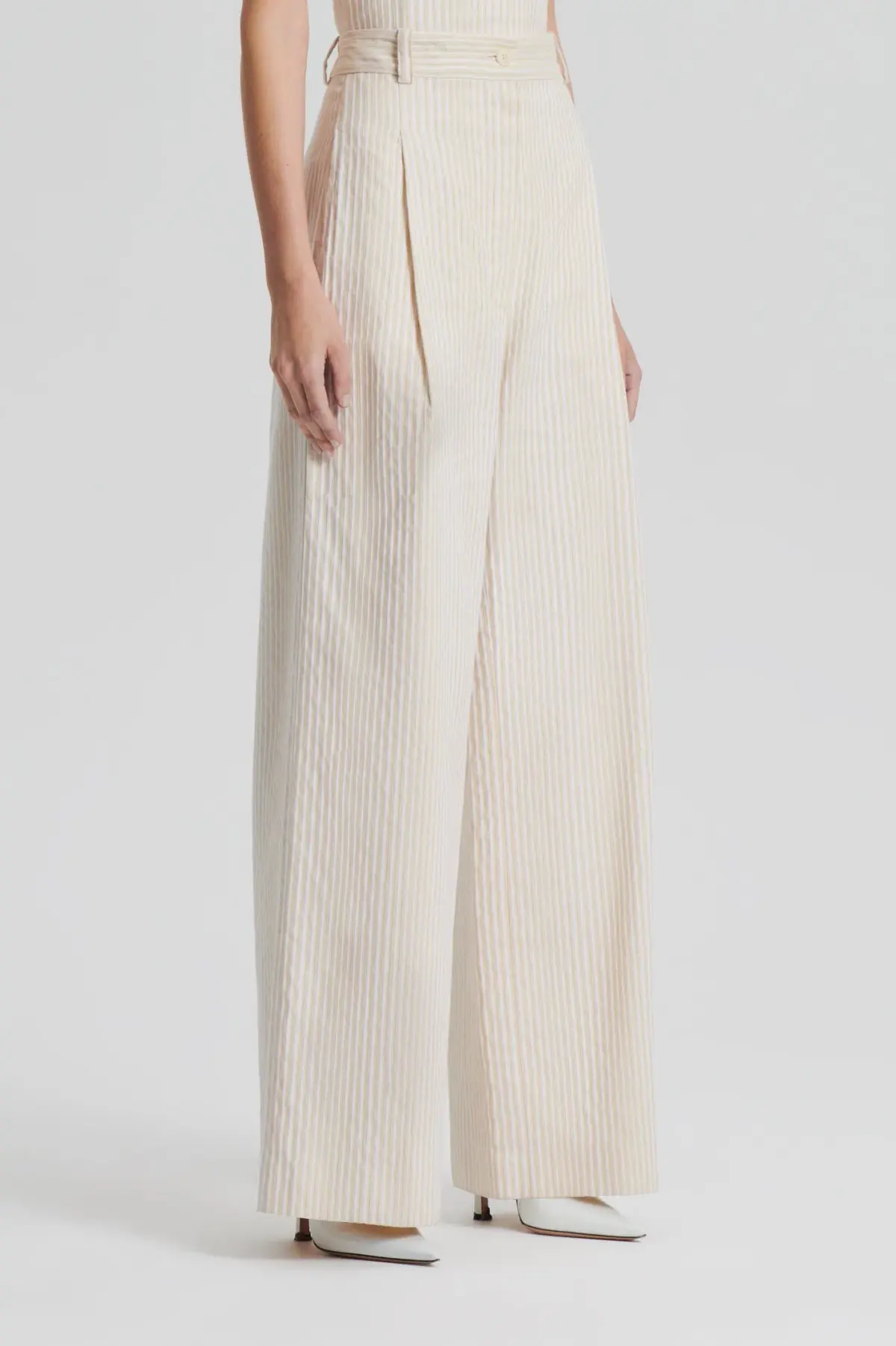 Striped Cotton Trouser Cream - Image 3