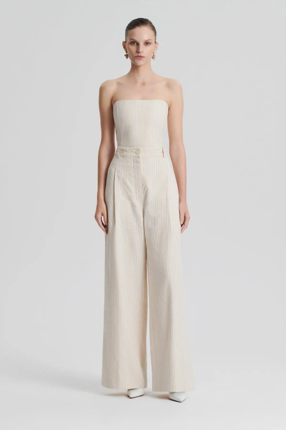 Striped Cotton Bustier Cream - Image 6