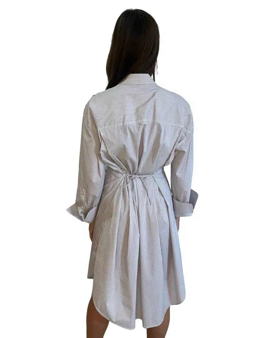 Purple White Stripe Cotton Shirt Dress for rent on The Volte - main image