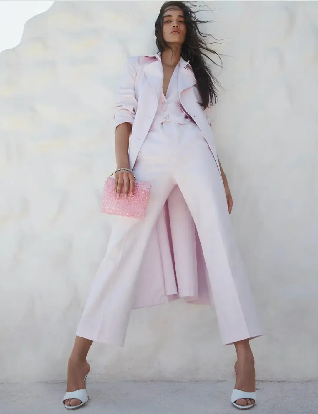 Baby Pink Cotton Trench and Pant Set for rent on The Volte - main image