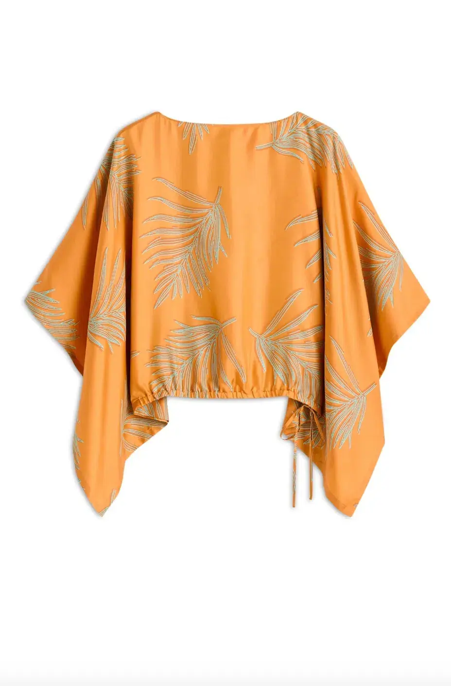 Silk Twill Feather Leaf Slip Dress Orange - Image 1