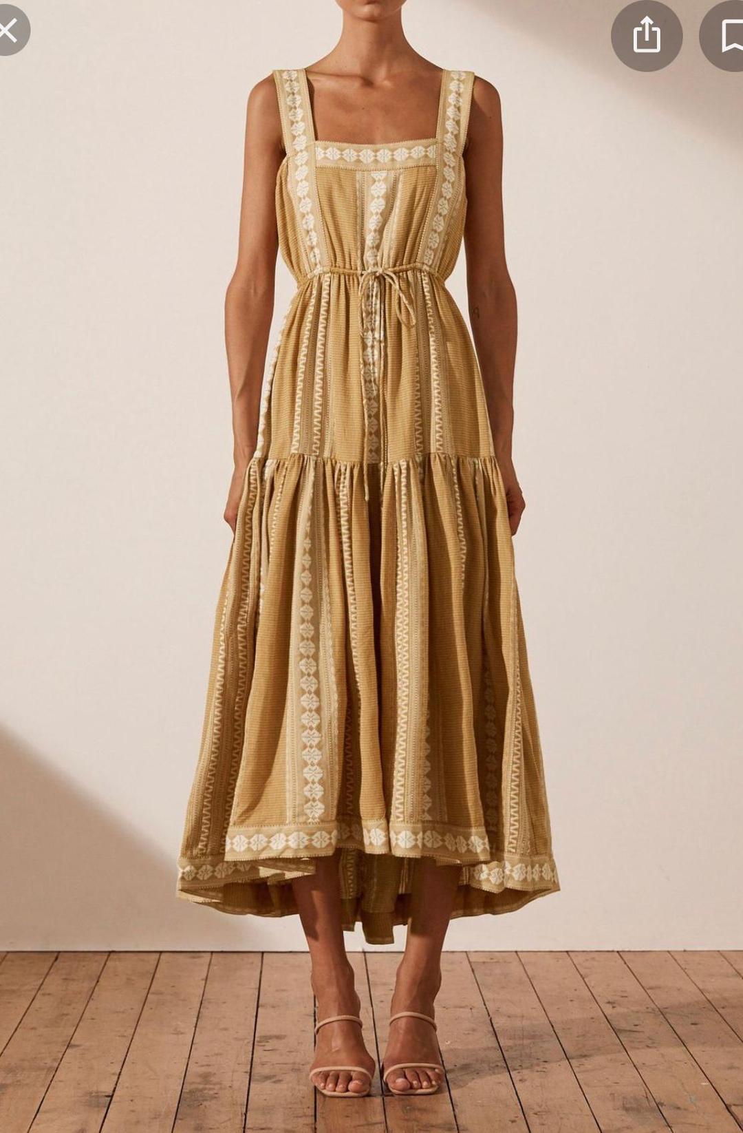 Shona Joy Leela square neck midi dress Size 8 for rent on The Volte - main image