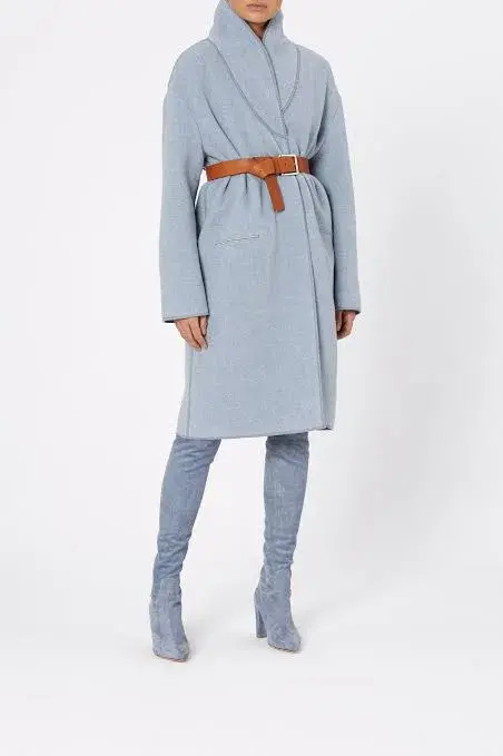 Blue Double Collar Wool Coat - Image 2