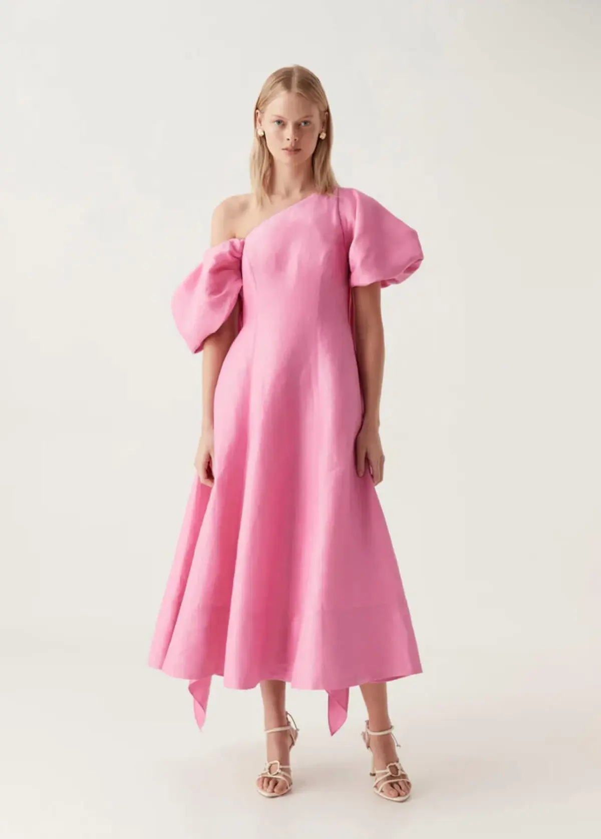Arista Tulip Sleeve Midi Dress Pink Size 14 - Image 1