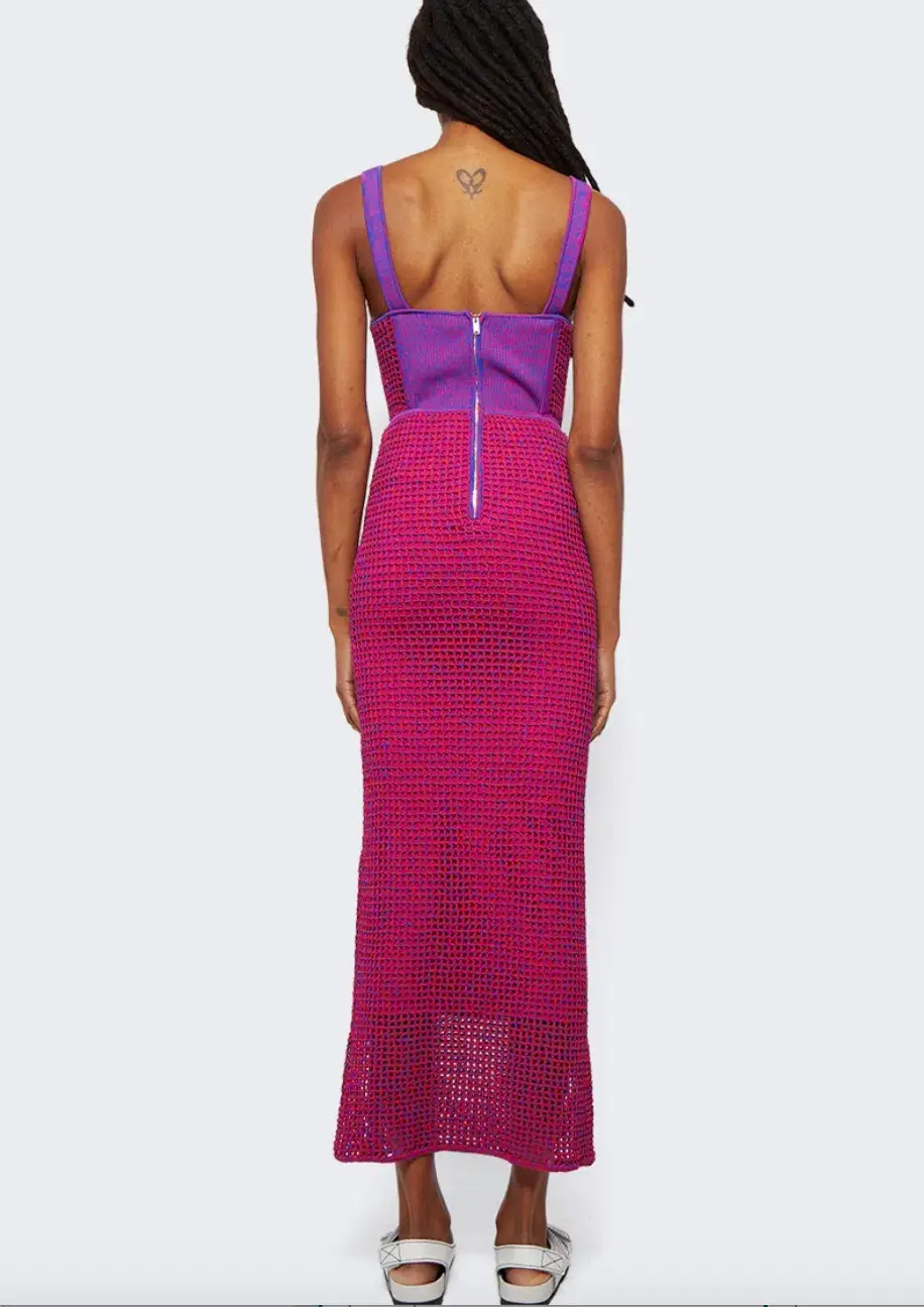 Marled Double Cup Corset Dress Fuchsia for rent on The Volte - main image