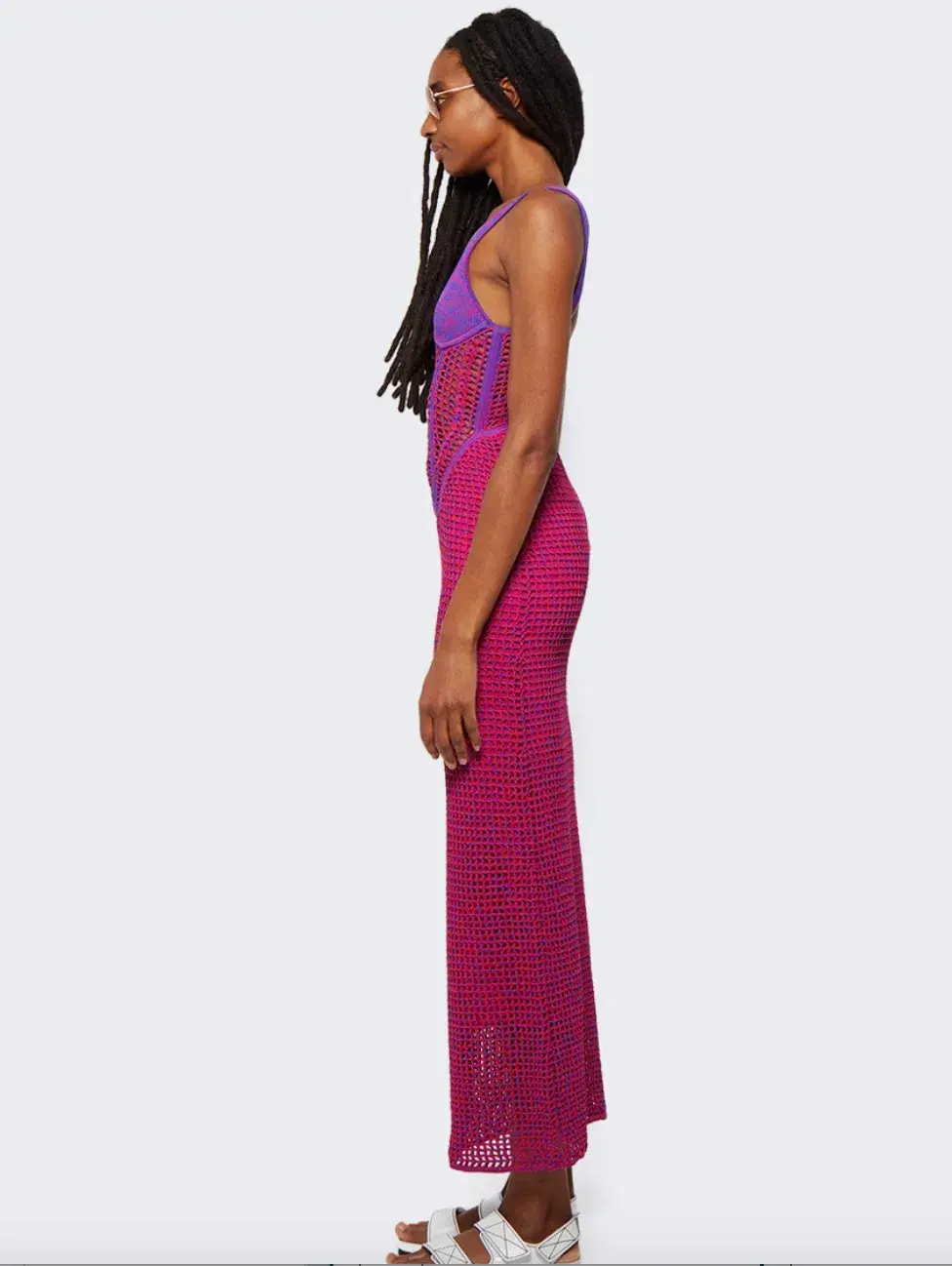 Marled Double Cup Corset Dress Fuchsia - Image 2