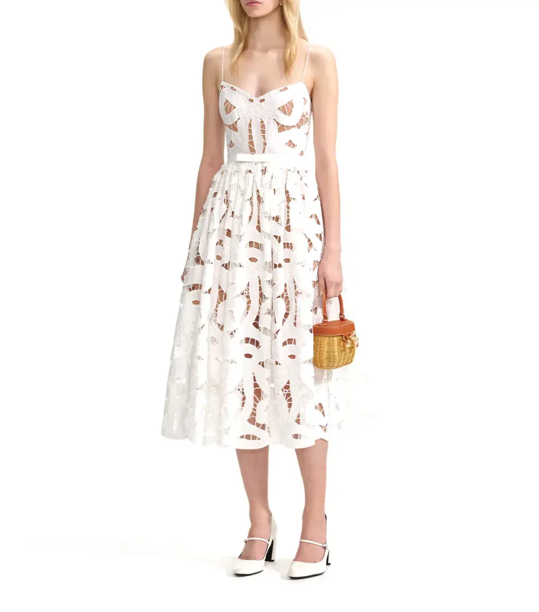 Self Portrait Bow Embroidered Midi Dress for rent on The Volte - main image