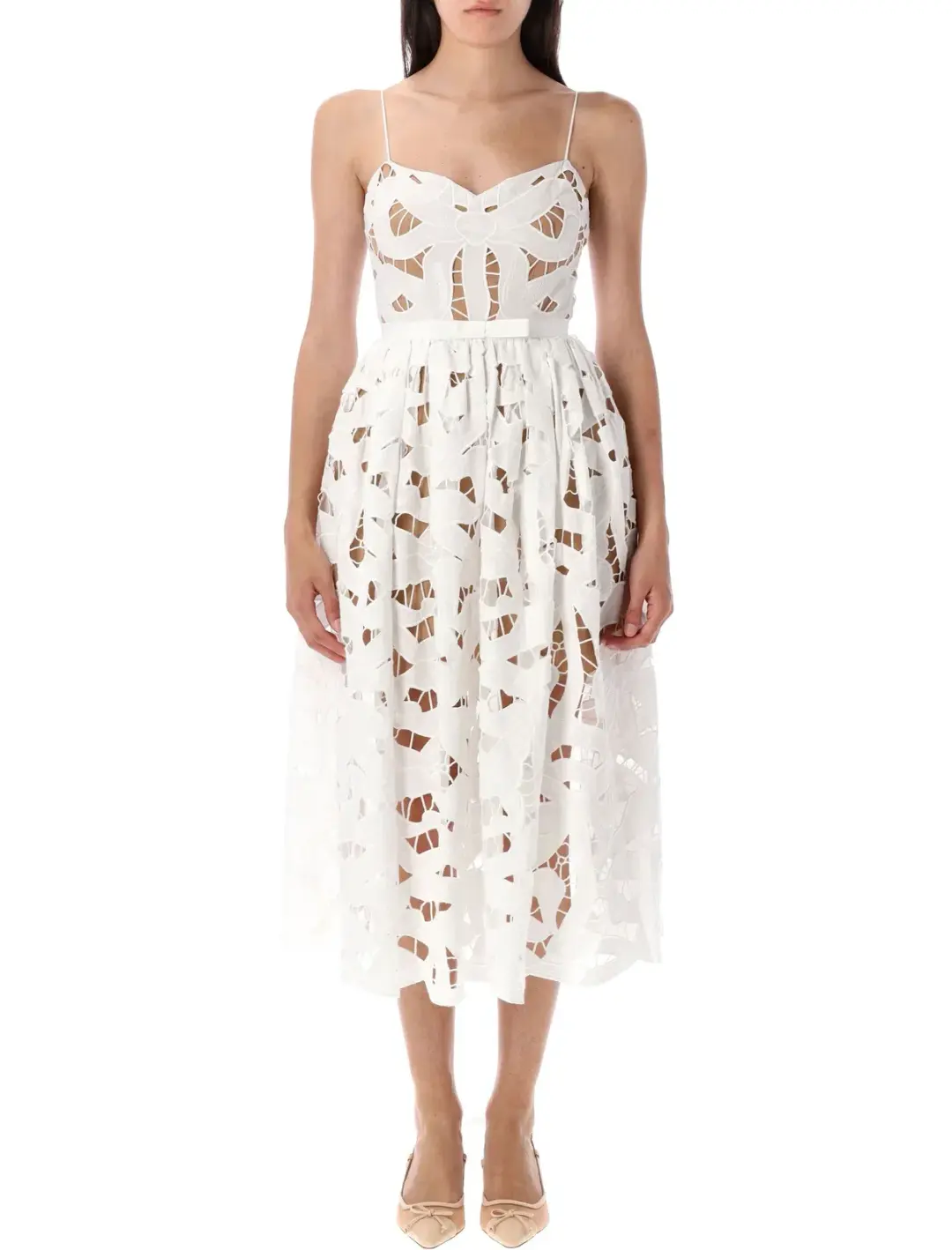 Self Portrait Bow Embroidered Midi Dress for rent on The Volte - main image