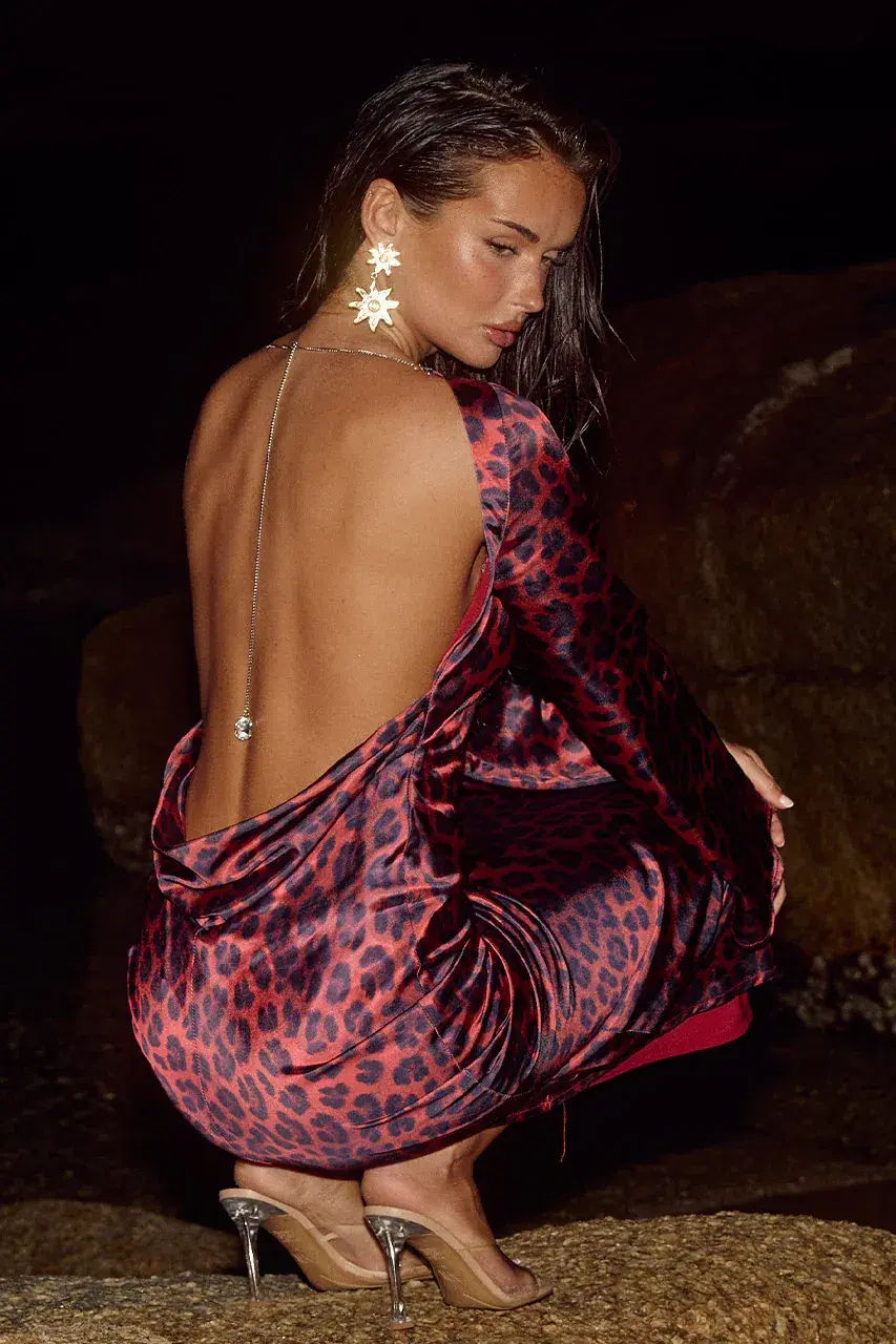 Xaria Maxi Dress Red Leopard - Image 5