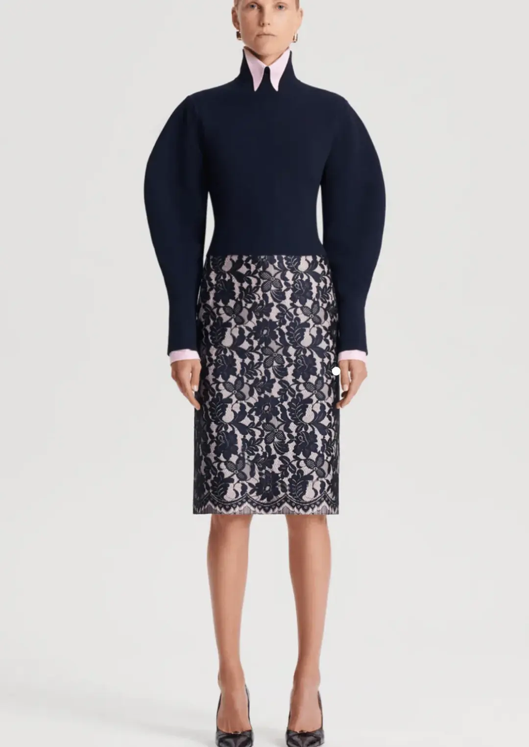 Navy Pink French Lace Set for rent on The Volte - main image