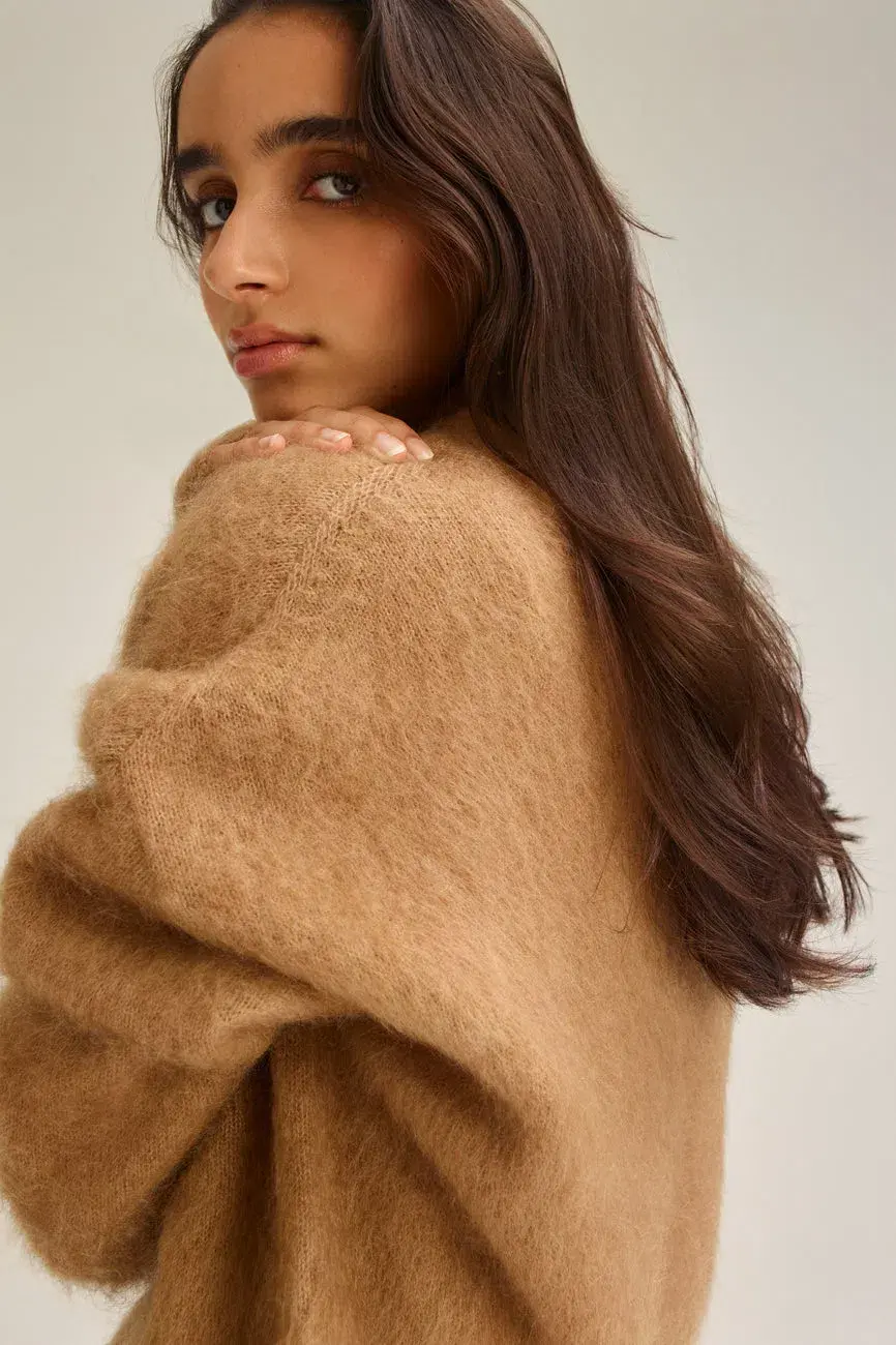 Brushed Mohair Cardigan Camel - Image 1