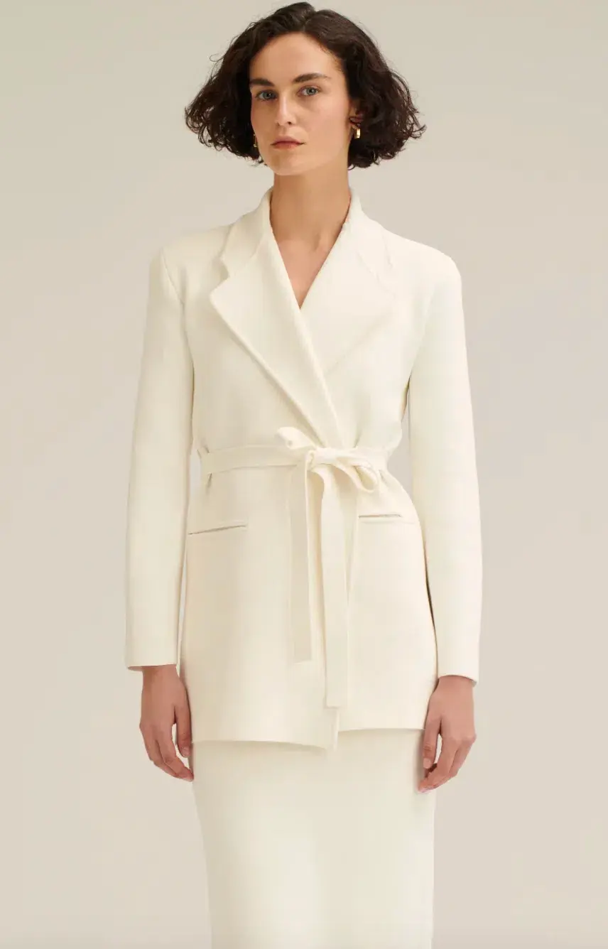 Crepe Knit Loose Tailored Jacket - Image 1