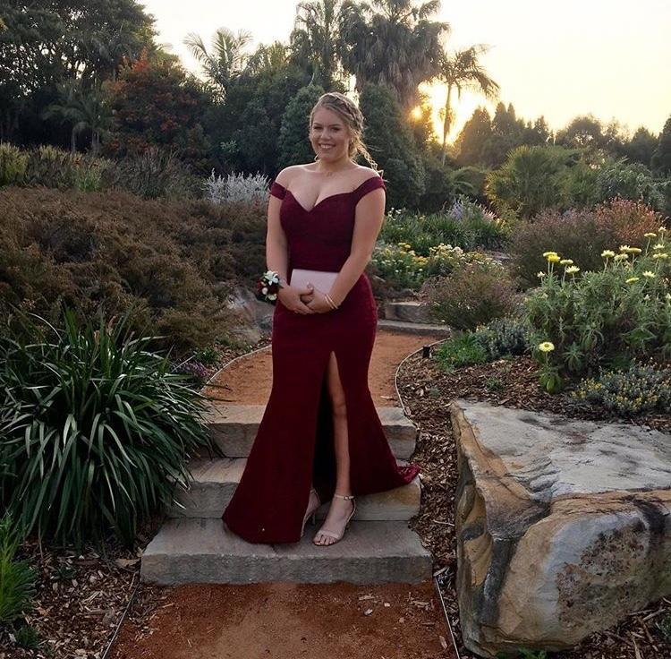 Jadore Burgundy Lace Formal Dress size 16 - Image 1