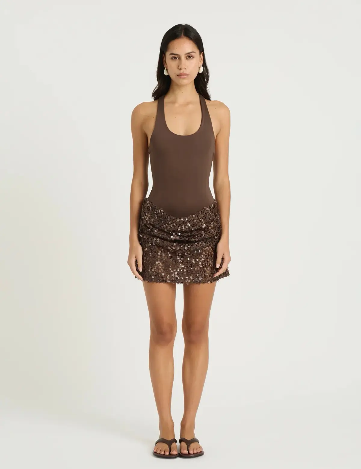Benni Ariel Mini Dress Brown Size 8 - Image 3