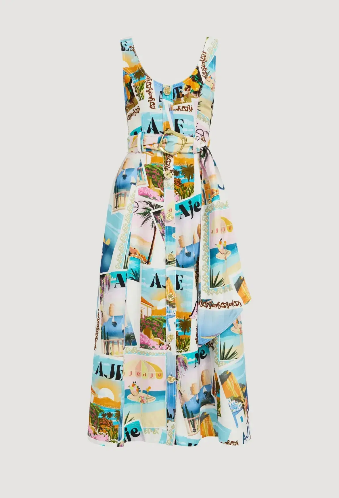 Aje Leonie midi dress size 8 postcard print - Image 6