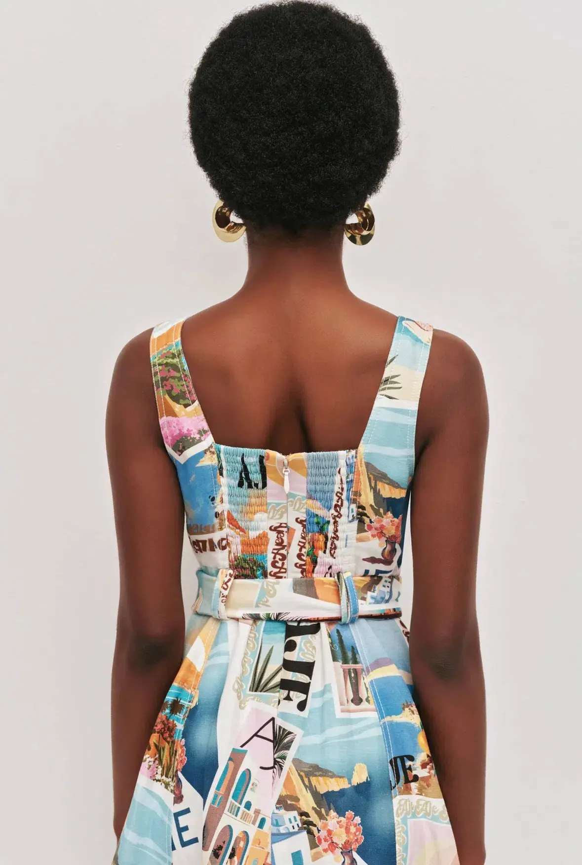 Aje Leonie midi dress size 8 postcard print - Image 4