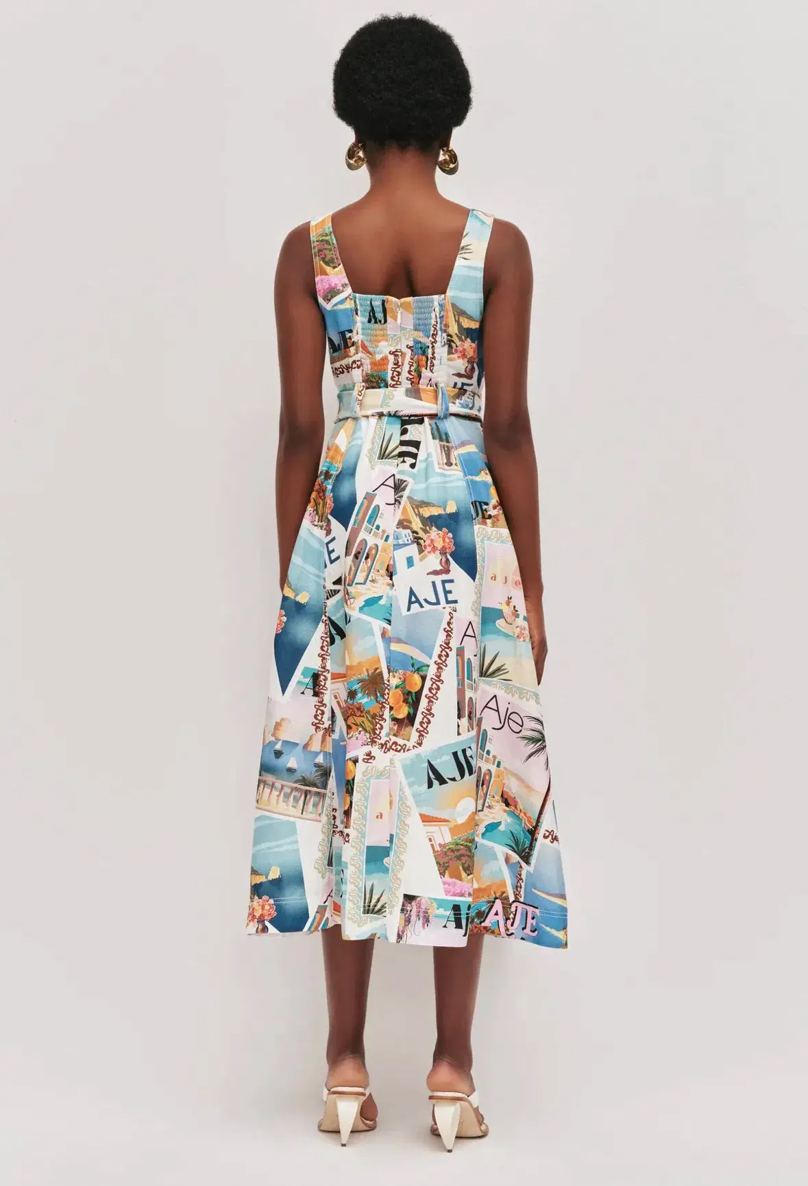 Aje Leonie midi dress size 8 postcard print - Image 5