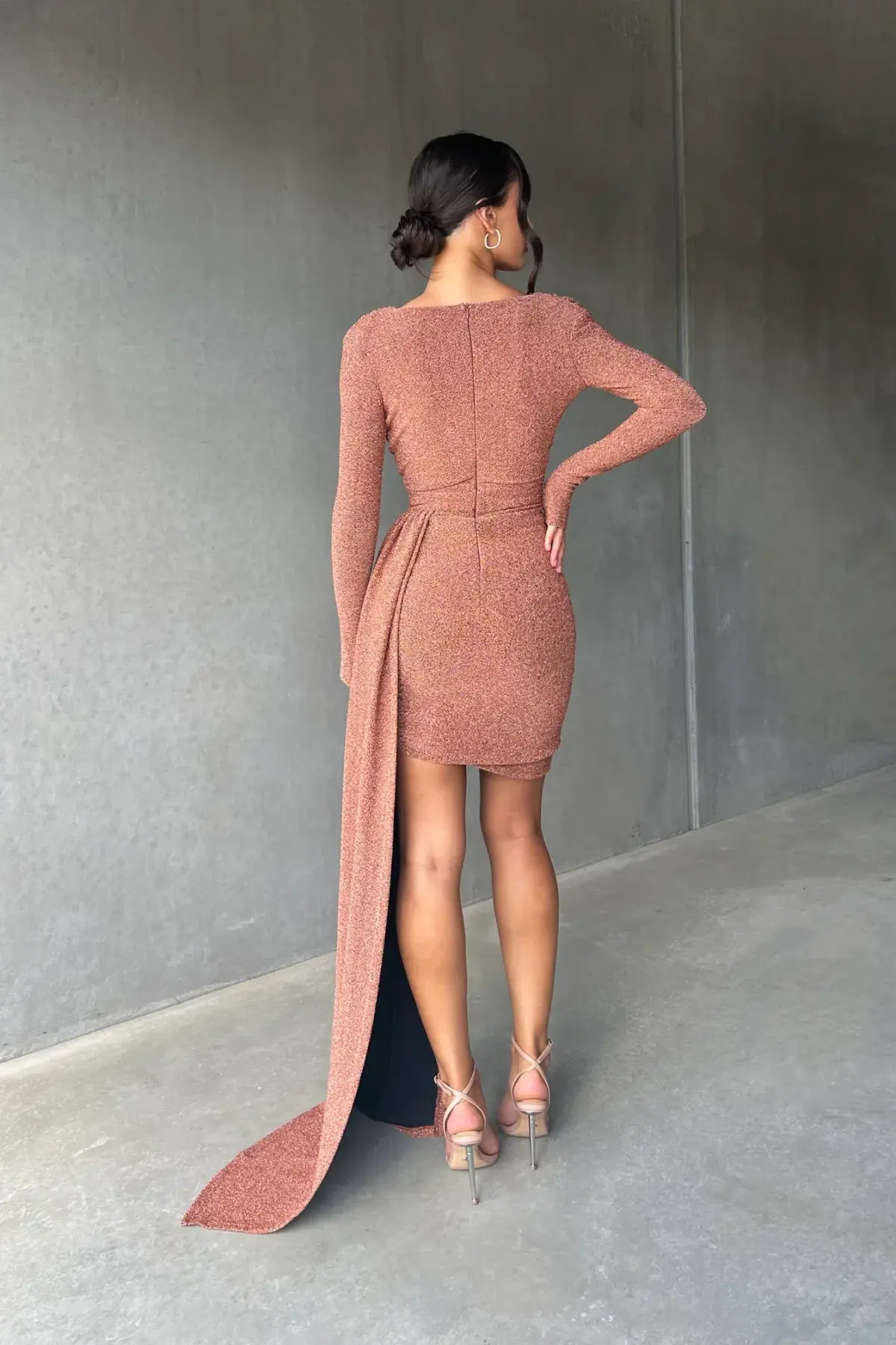 Mariya Bronze Gold Foil Dress - Image 4