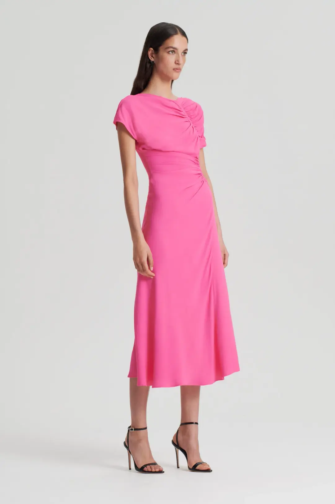 Gathered drape dress pink for rent on The Volte - main image