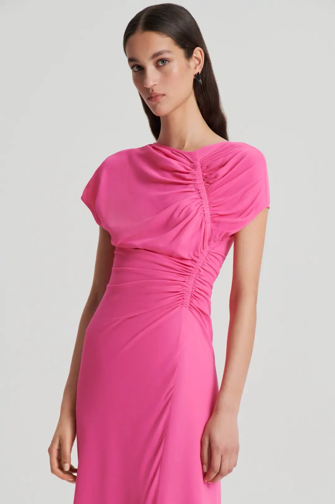 Gathered drape dress pink for rent on The Volte - main image
