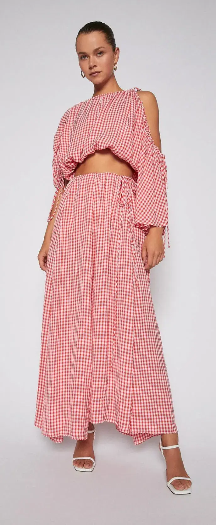 Raspberry Gingham Drawcord Set - Image 1