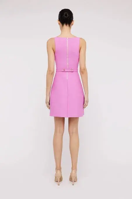 Crepe Knit Bow Bell Dress Pink for rent on The Volte - main image