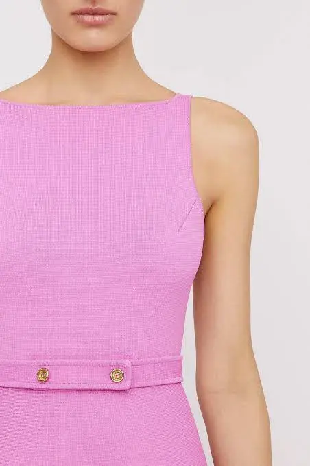 Crepe Knit Bow Bell Dress Pink for rent on The Volte - main image