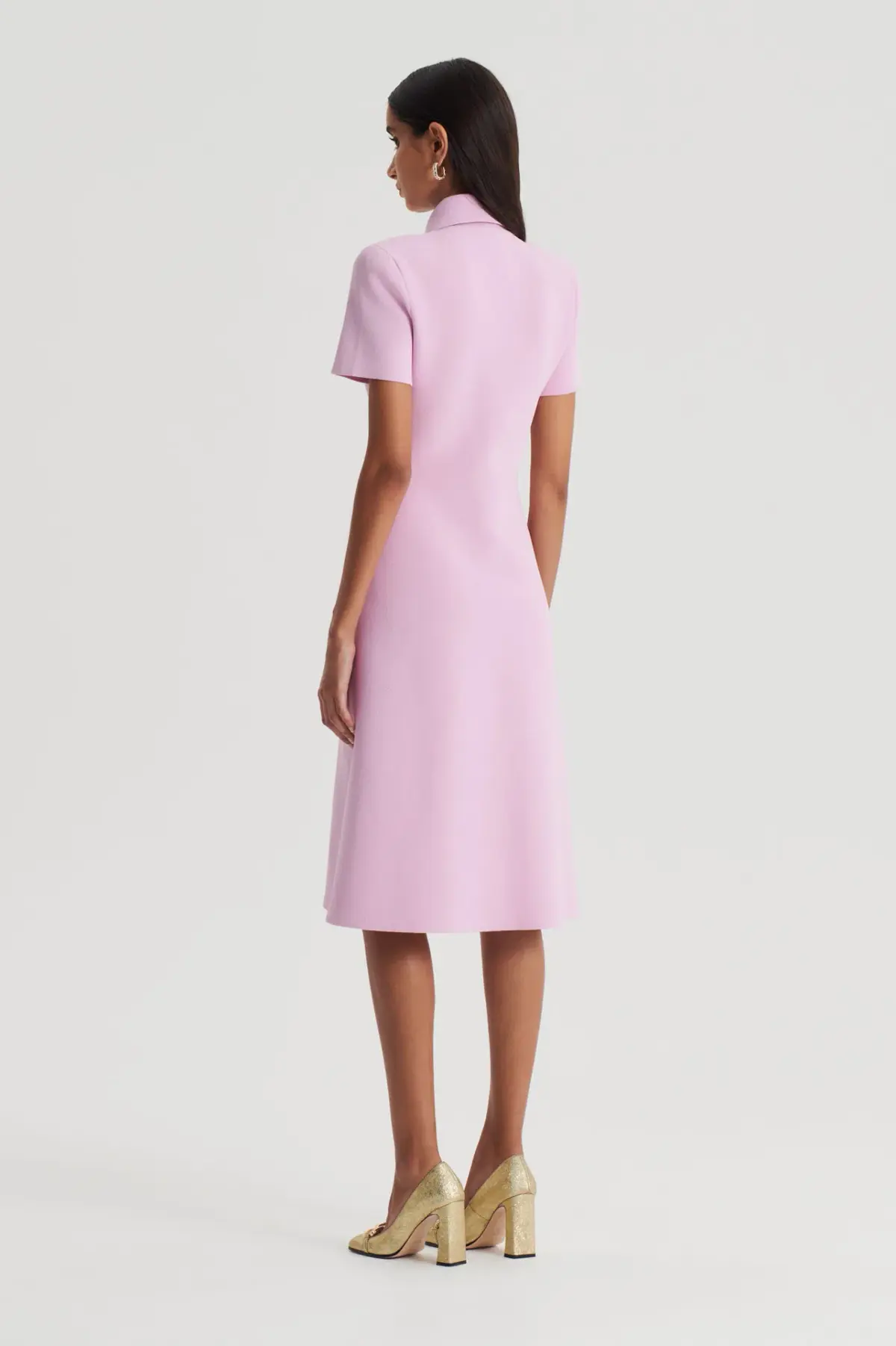 Crepe Knit Zip Dress Light Pink - Image 2