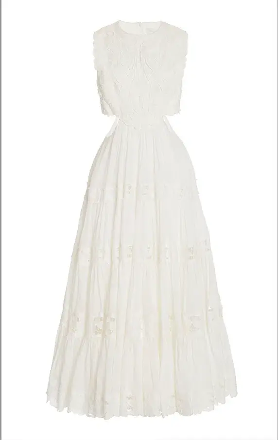 Zimmermann White Linen Cut-out Cassia Sleeveless Midi Dress size 6 - Image 3