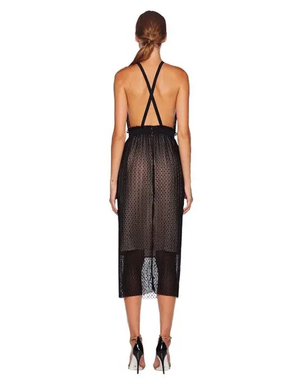 Bec & Bridge Pompette Halter Dress Black Size 10 for rent on The Volte - main image