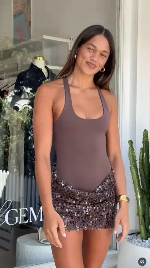 Benni Ariel Mini Dress In Cocoa Size 8 - Image 4