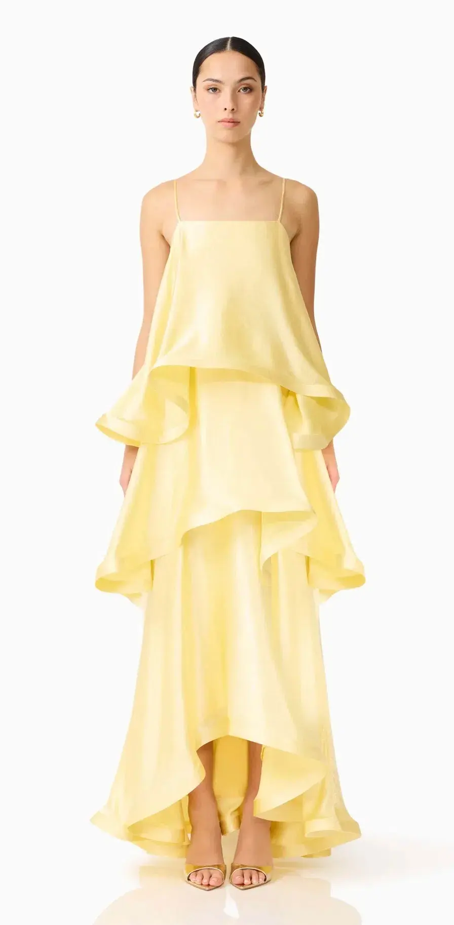 Elliatt Tilly Tiered Maxi Dress in Butter Yellow XS/Fits 6-8 for rent on The Volte - main image