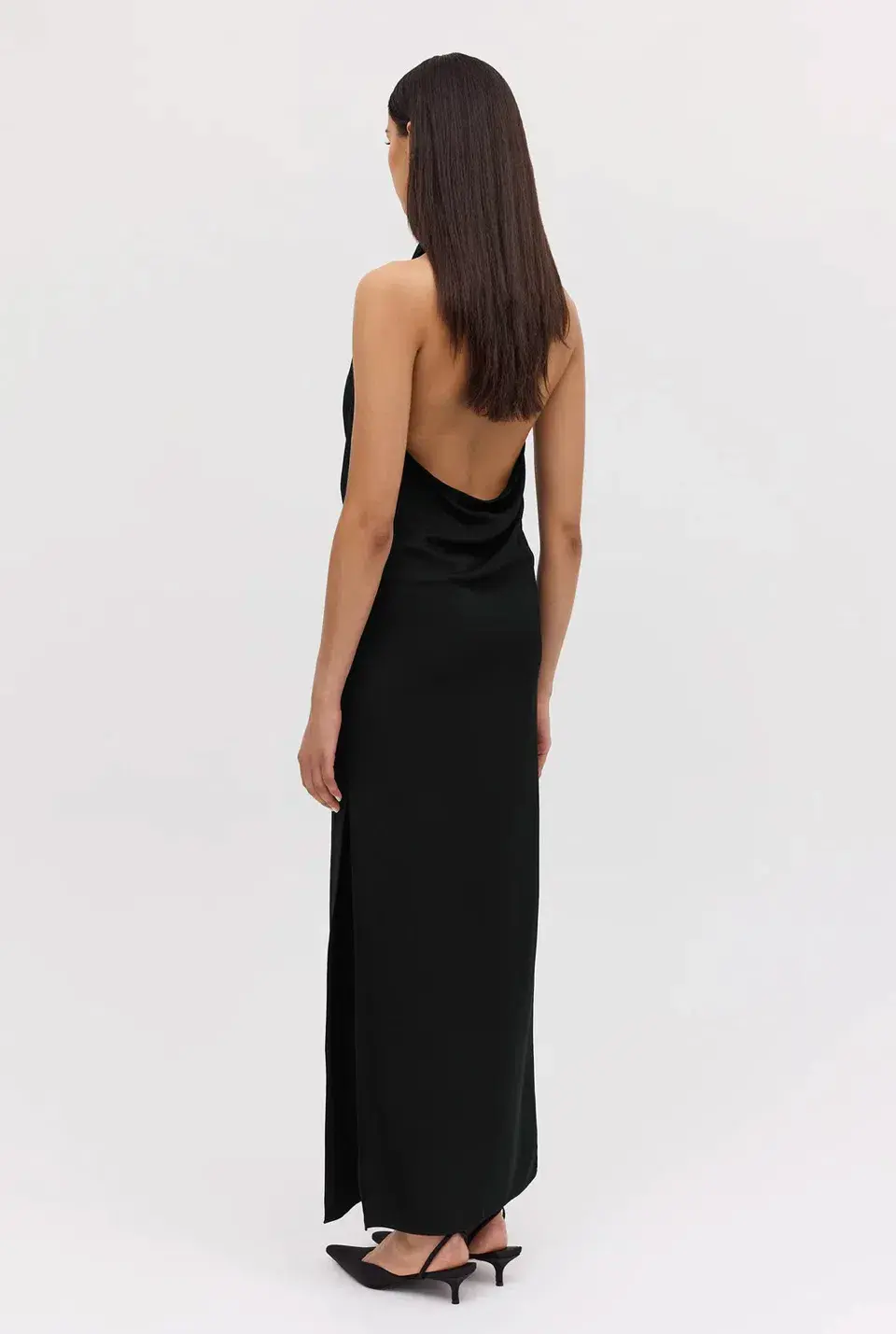 Bianca Spender Black Satin Sync Dress for rent on The Volte - main image