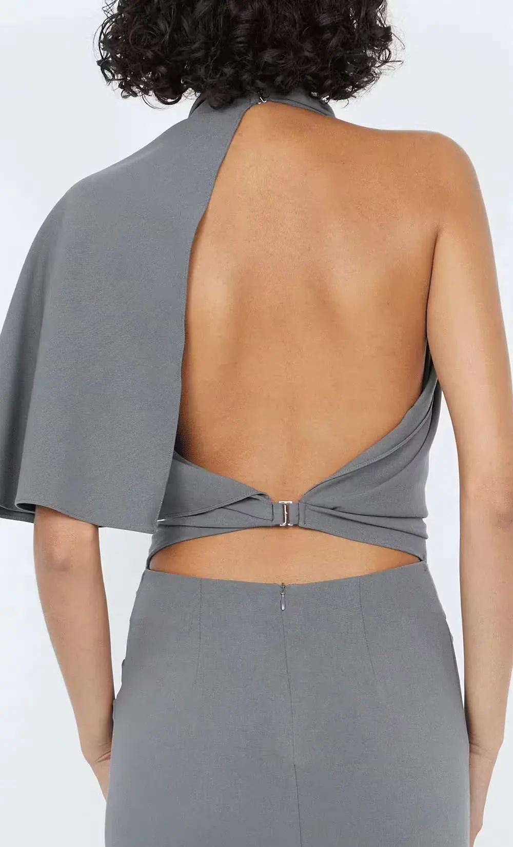 Bec & Bridge Sanja Asym Mini Dress in Elephant Grey for rent on The Volte - main image