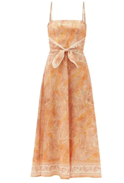 Zimmermann Brighton Tie-waist Paisley Midi Dress Orange - 12  - Image 2