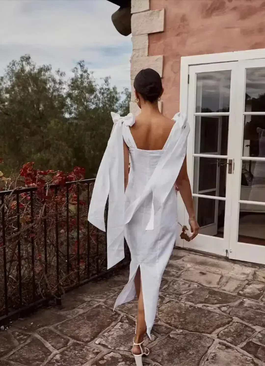 Dissh Aisle Linen Bow Midi Dress White Size AU 8 / S for rent on The Volte - main image