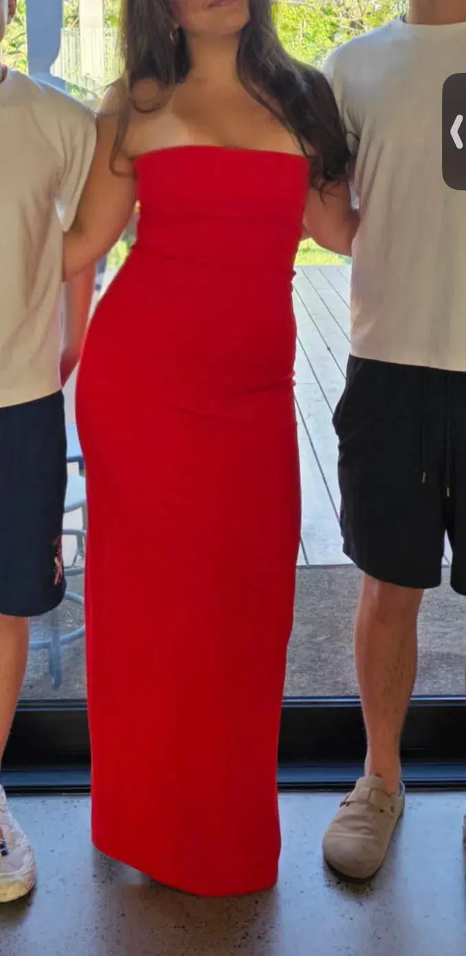 EFFIE KATS MONROE STRAPLESS CREPE FLOOR LENGTH GOWN RED M/10 AU - Image 4