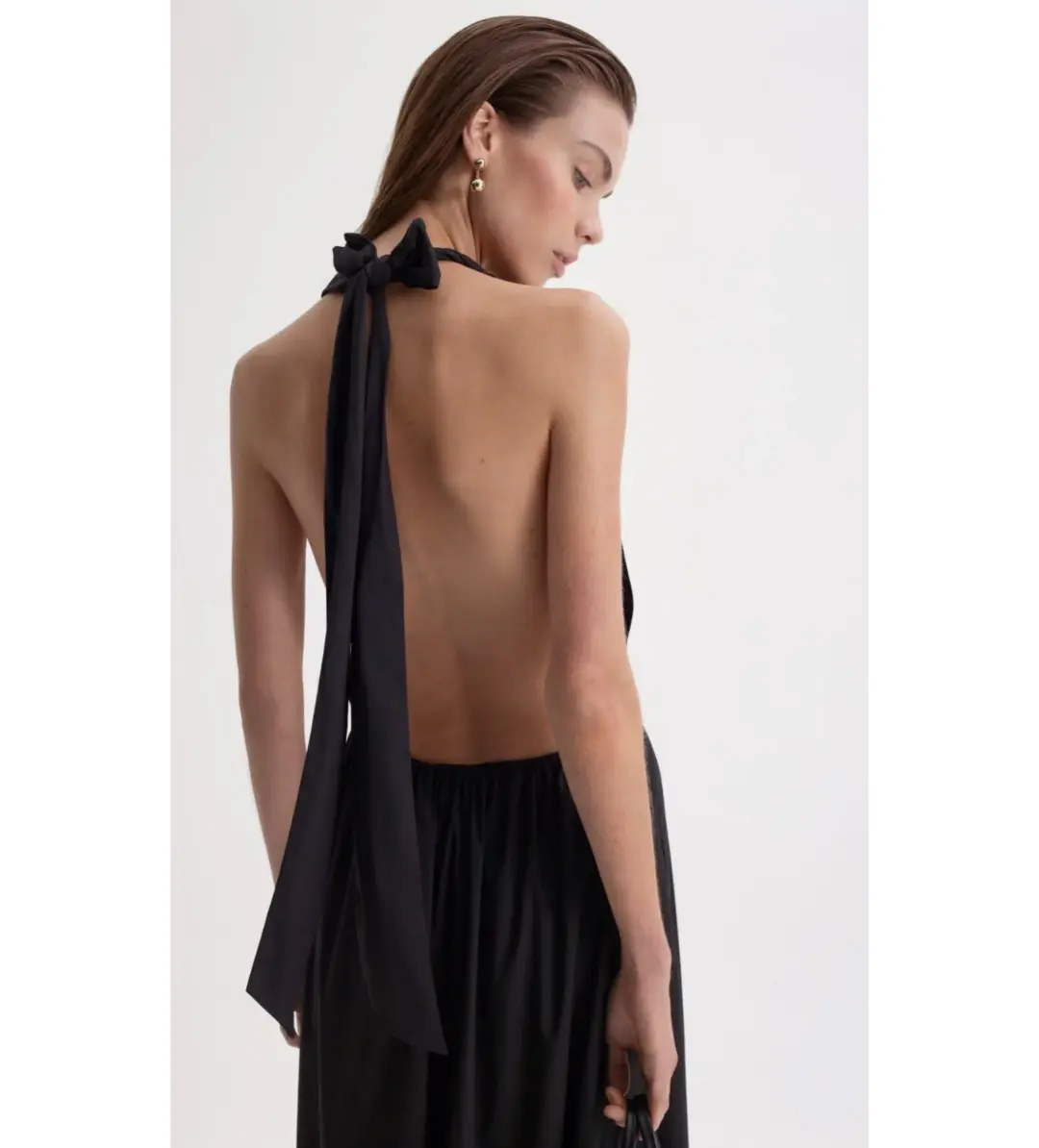Scanlan Theodore Parachute Cotton Halter Maxi Dress Black Size 10 for rent on The Volte - main image