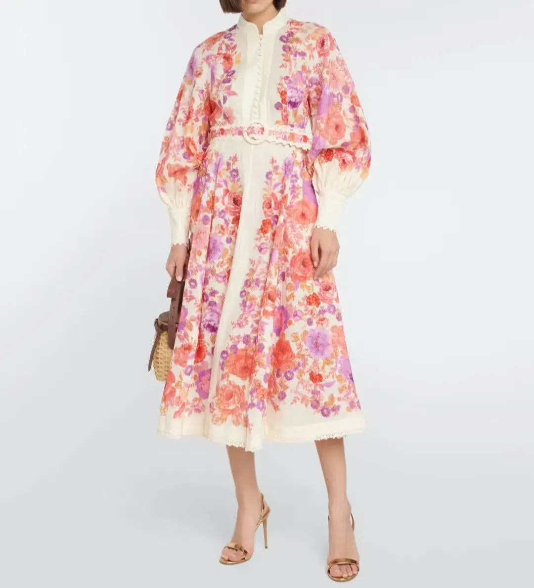 Zimmermann Raie Billow Midi Dress in Multi Floral Size 1 AU 10 - Image 1