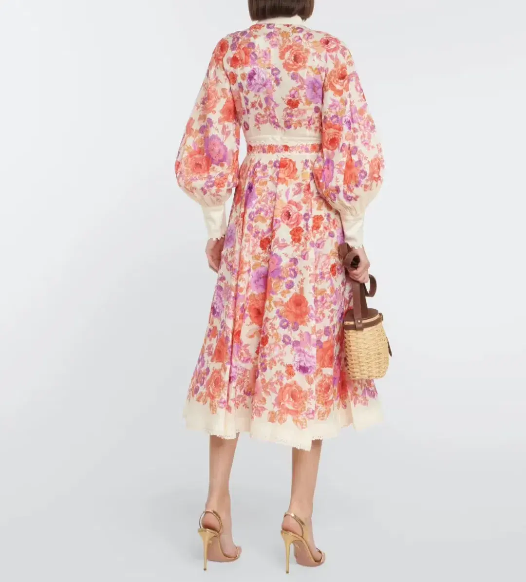 Zimmermann Raie Billow Midi Dress in Multi Floral Size 1 AU 10 for rent on The Volte - main image