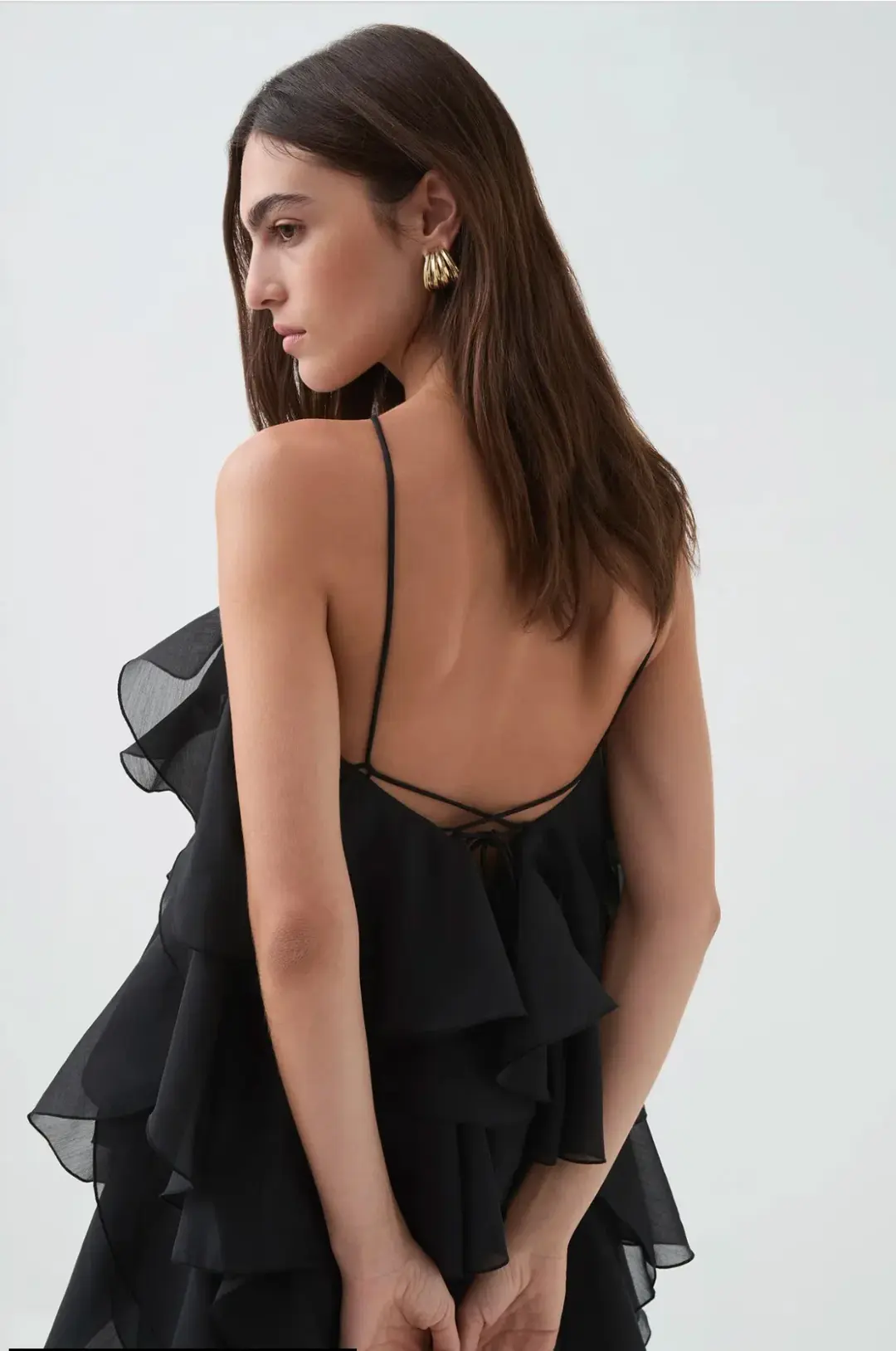 Aje Pandorea Layered Mini Dress in Black Sz 8 for rent on The Volte - main image