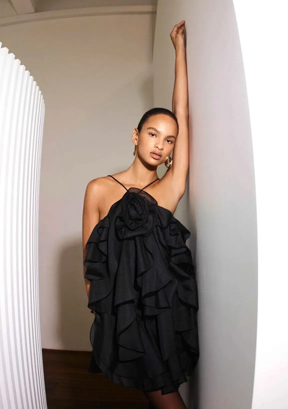 Aje Pandorea Layered Mini Dress in Black Sz 8 - Image 2