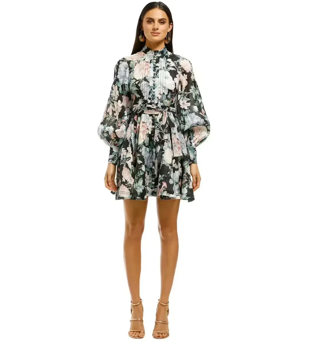 ZIMMERMANN VERITY ROULEAU SHORT DRESS FLORAL Size 8 for rent on The Volte - main image