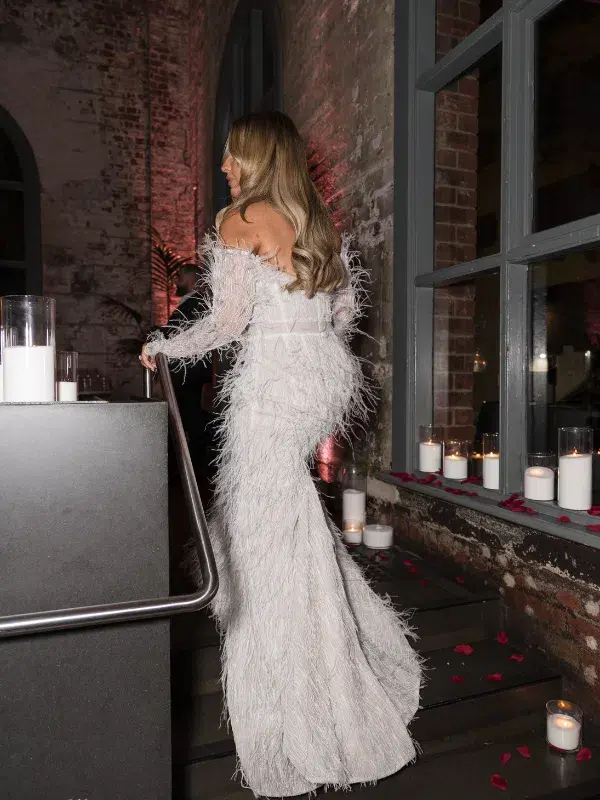 Feathered Corset Alin Le Kal wedding dress for rent on The Volte - main image