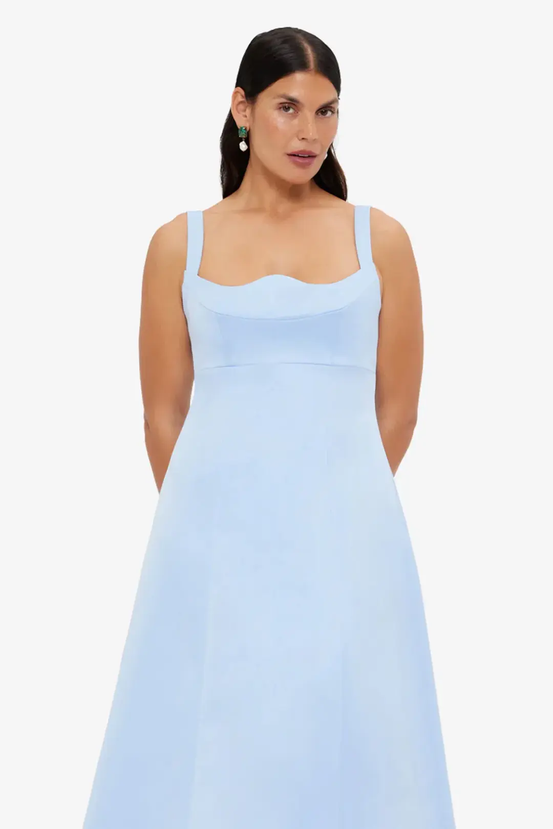 Leo Lin Odette Midi Dress; Sky blue; size 14 for rent on The Volte - main image