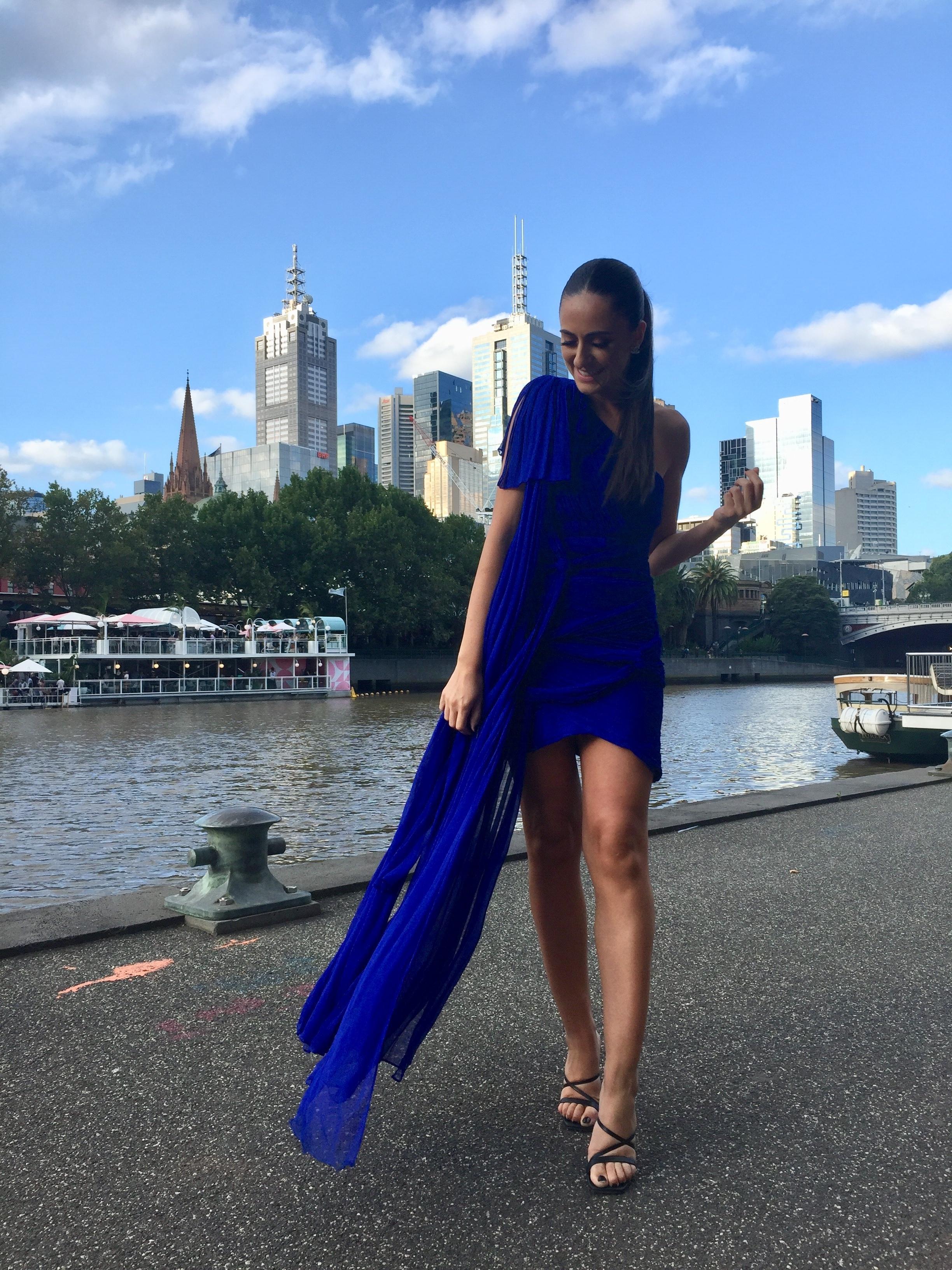 Thurley Crest One Shoulder Dress Royal Blue size 6 - Image 1